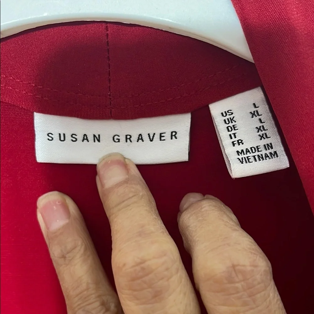 Susan Graver Red Open Front Blazer - Picture 2 of 5